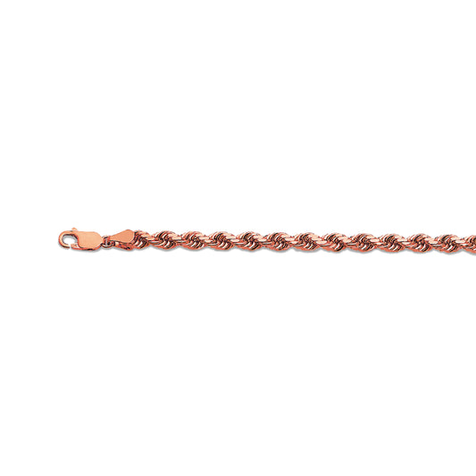 14K 5MM ROSE GOLD SOLID DC ROPE 8.5" CHAIN BRACELET (AVAILABLE IN LENGTHS 7" - 30")