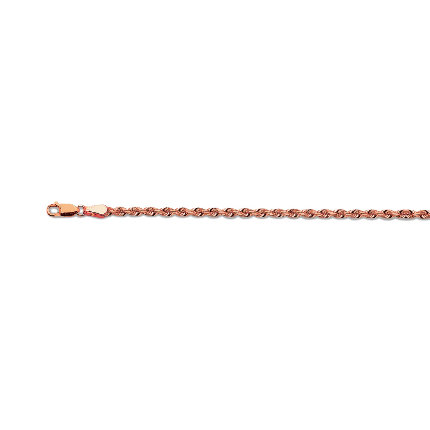 10K 3MM ROSE GOLD SOLID DC ROPE 16" CHAIN NECKLACE (AVAILABLE IN LENGTHS 7" - 30")