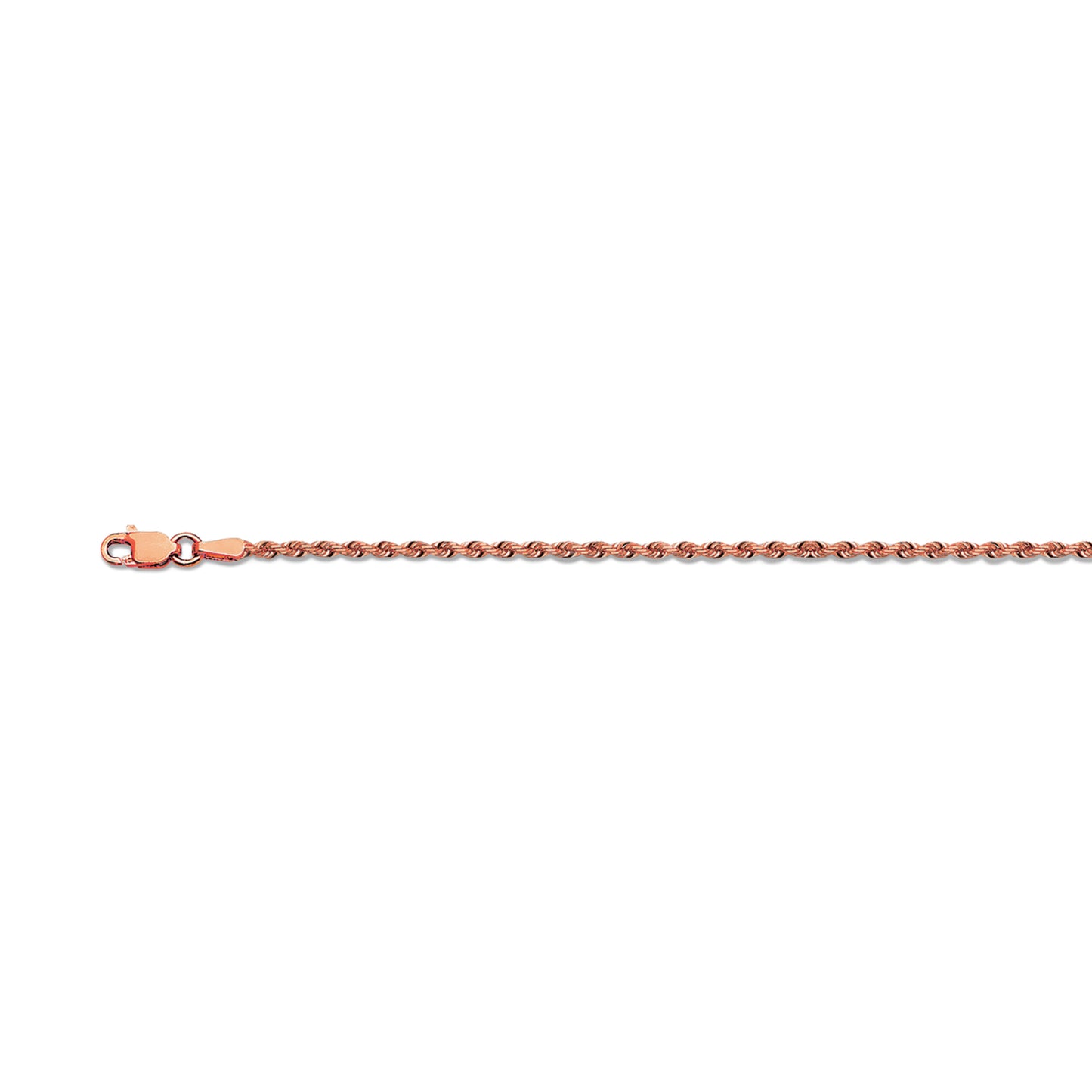 10K 2.5MM ROSE GOLD SOLID DC ROPE 16" CHAIN NECKLACE (AVAILABLE IN LENGTHS 7" - 30")