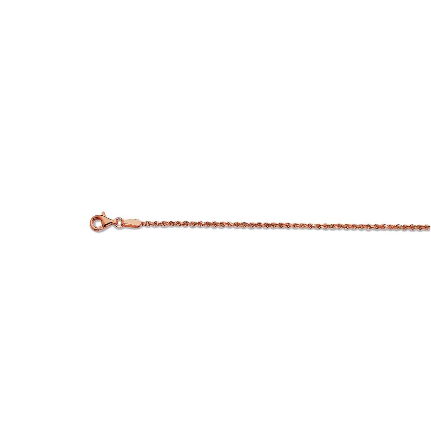 14K 1.5MM ROSE GOLD SOLID DC ROPE 16" CHAIN NECKLACE (AVAILABLE IN LENGTHS 7" - 30")