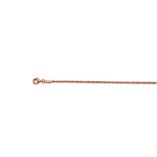 14K 1.5MM ROSE GOLD SOLID DC ROPE 8.5" CHAIN BRACELET (AVAILABLE IN LENGTHS 7" - 30")