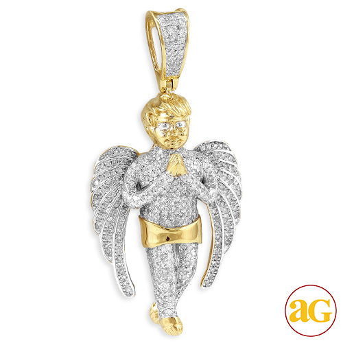 10KY 1.30CTW DIAMOND ANGEL PENDANT WITH PRAYING