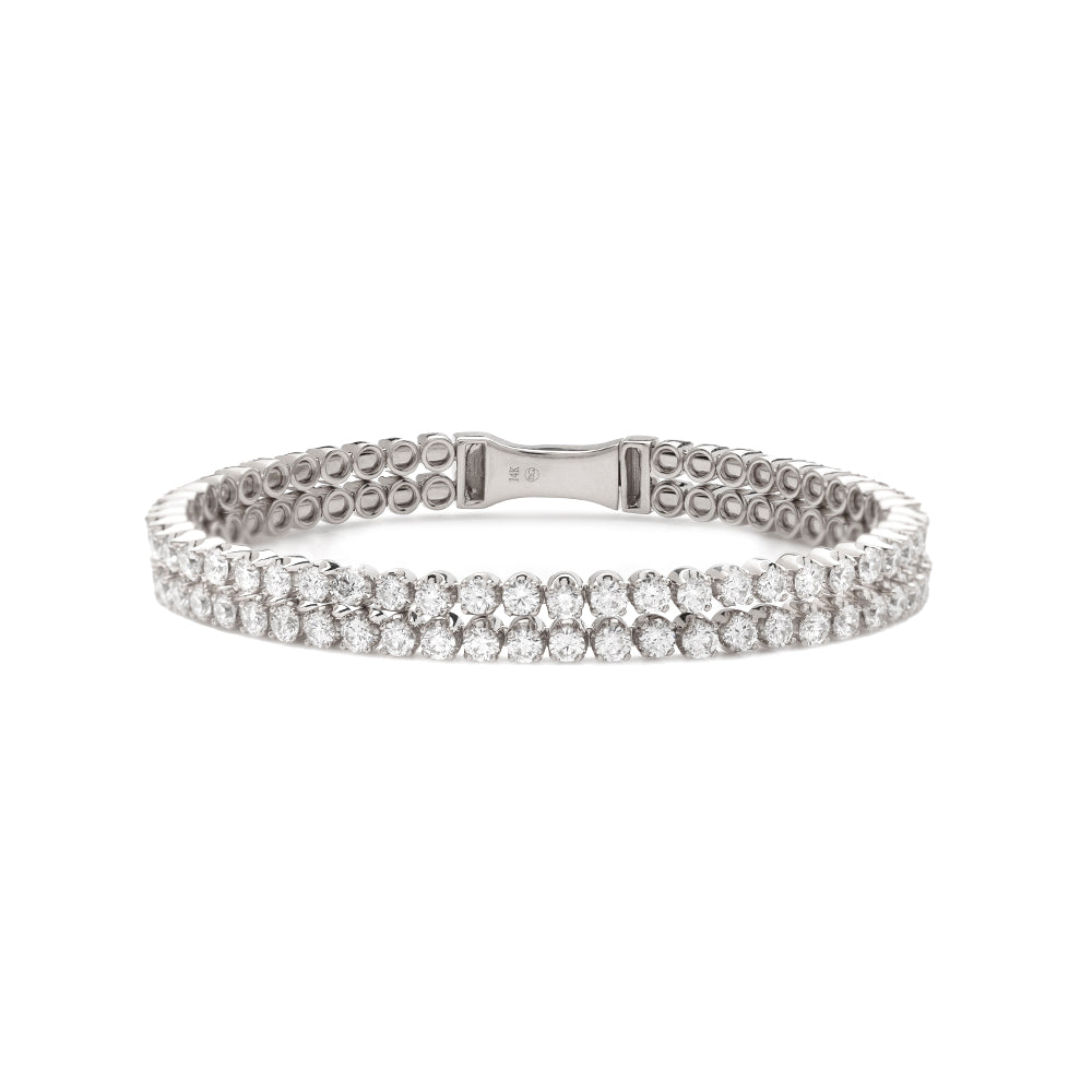 14KW 7.95CTW  DIAMOND DOUBLE ROW BANGLE