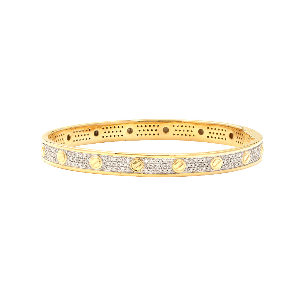 10KY 2.00CTW ROUND DIAMOND DESIGNER BANGLE