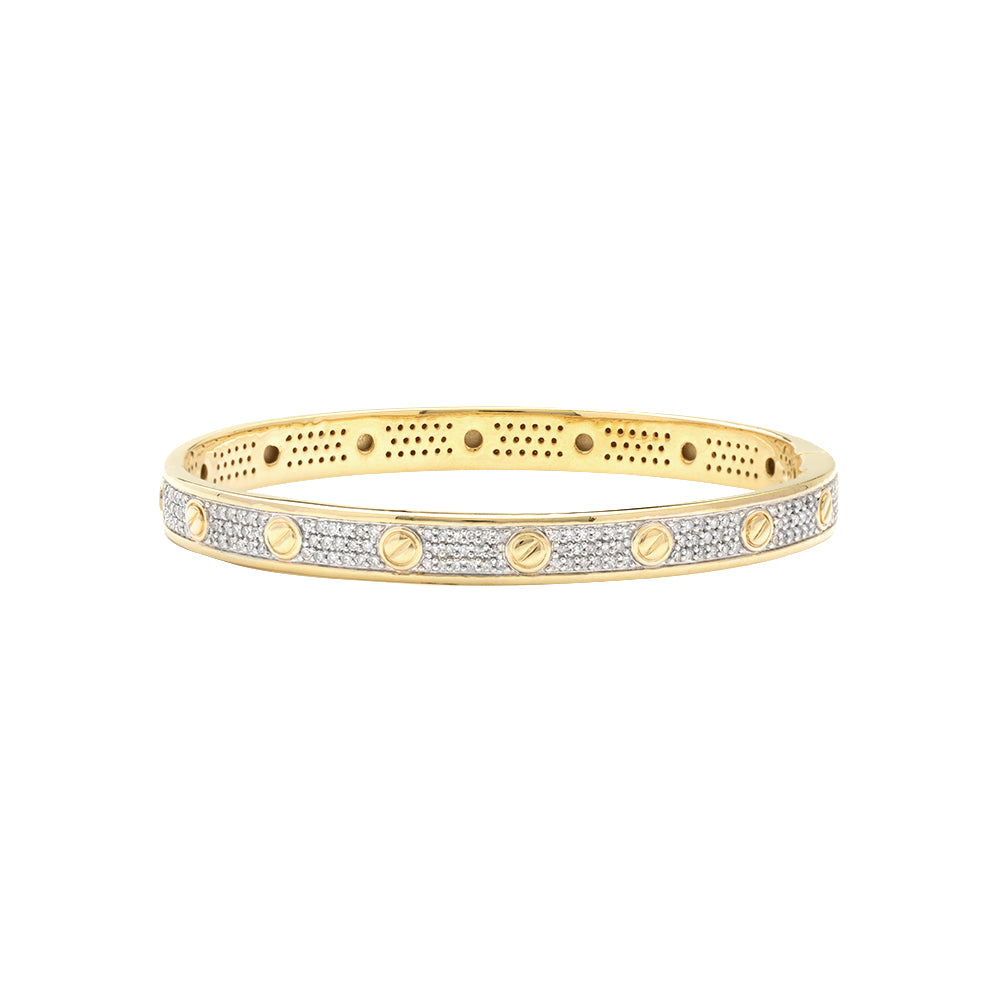 10KY 1.00CTW ROUND DIAMOND DESIGNER BANGLE