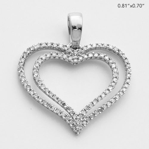 14KW 0.20CTW DIAMOND DOUBLE HEART PENDANT