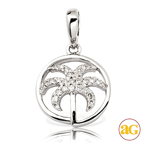 14KW 0.15CTW DIAMOND PALM TREE PENDANT