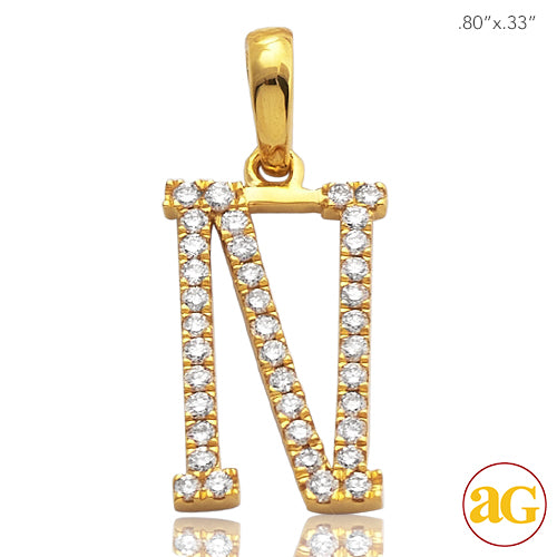 14KY 0.20CTW DIAMOND INITIAL PENDANT