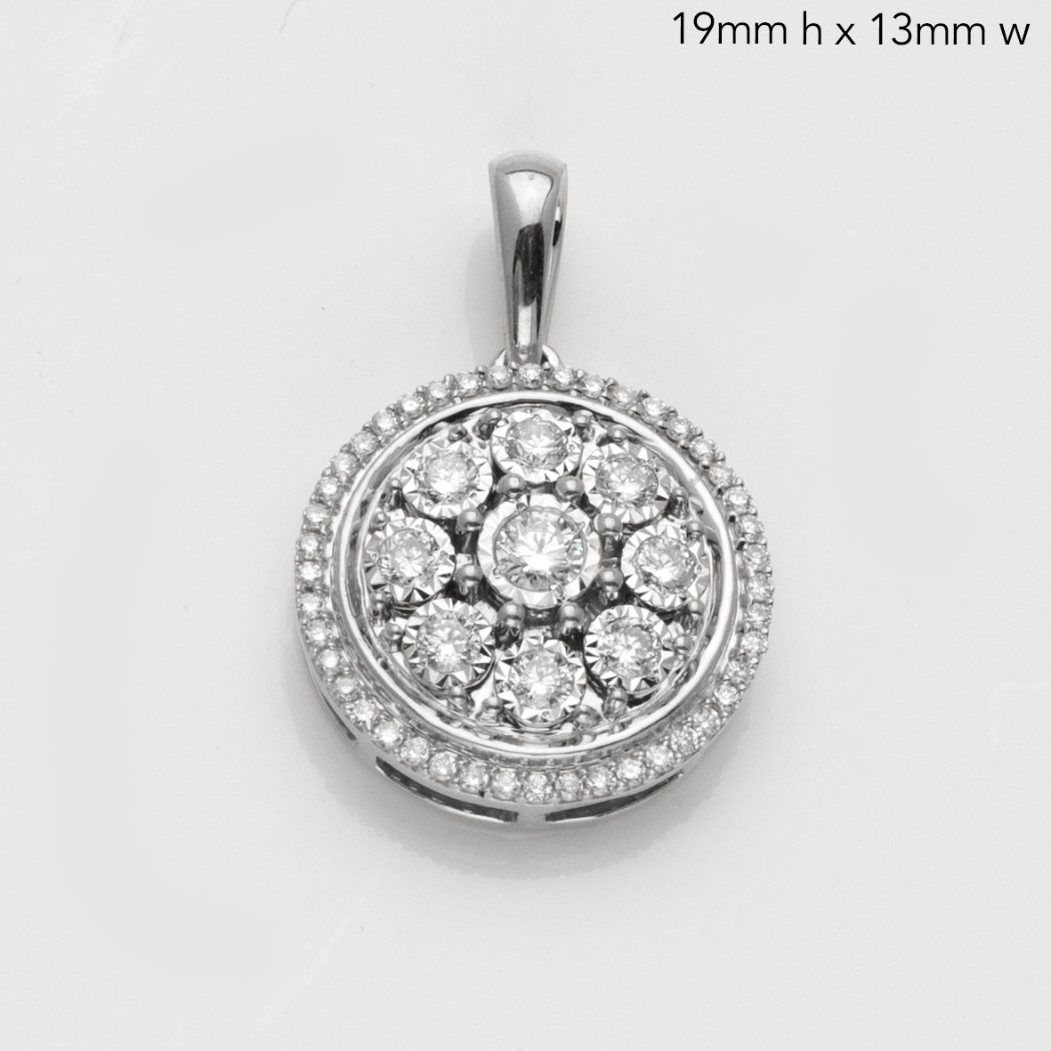 14KW 0.35CTW DIAMOND ROUND CLUSTER PENDANT