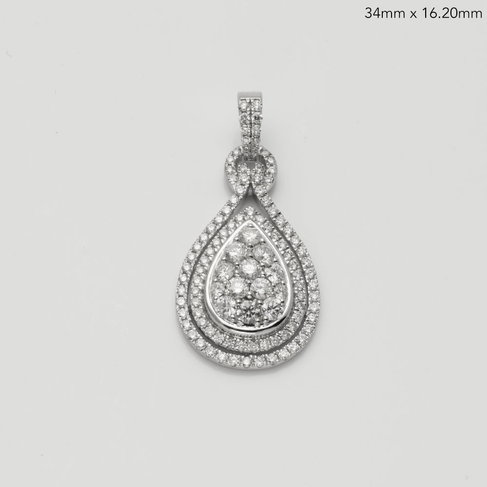 14KW 1.55CT  DIAMOND TEARDROP SHAPE PENDANT