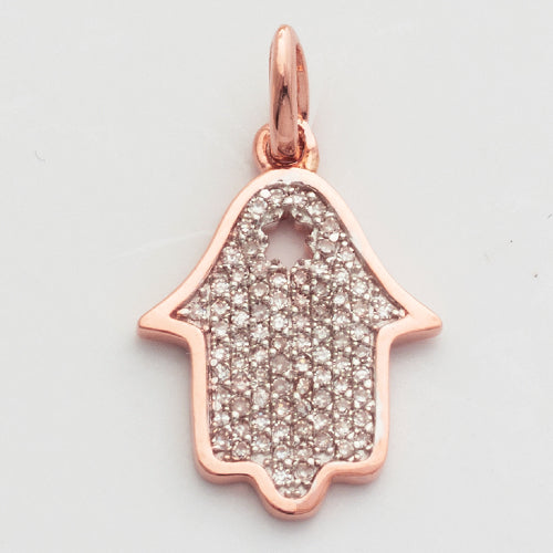 14KR 0.20CTW DIAMOND HAMZA PENDANT - 0.5"