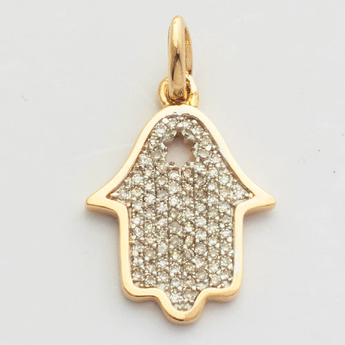 14KY 0.20CTW DIAMOND HAMZA PENDANT - 0.5"