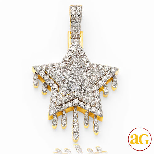 10KY 1.85CTW DIAMOND DRIPPING STAR PENDANT