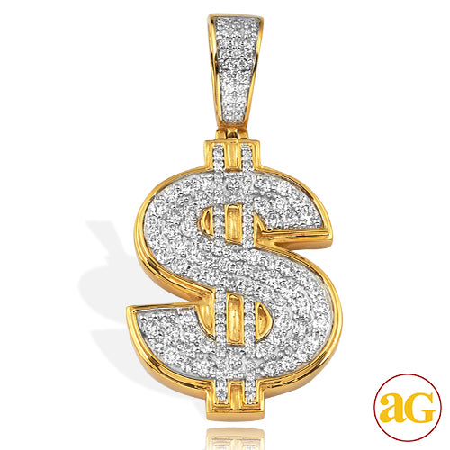 10KY 1.85CTW DIAMOND $ DOLLAR SIGN PENDANT