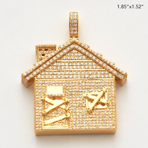 10KY 3.75CTW DIAMOND TRAP HOUSE PENDANT