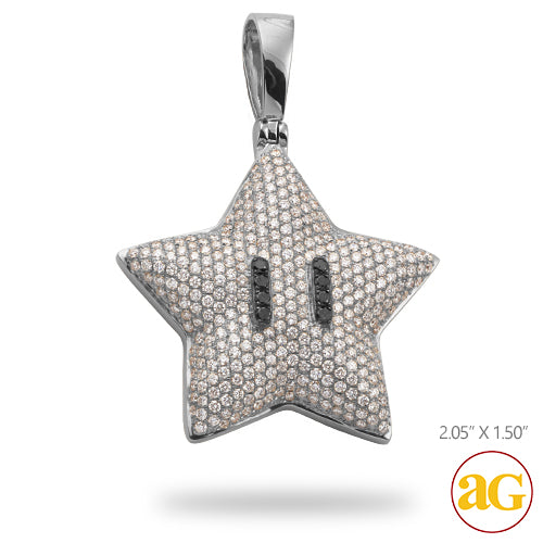 14KW 4.05CTW DIAMOND STAR EMOJI PENDANT WITH BLACK