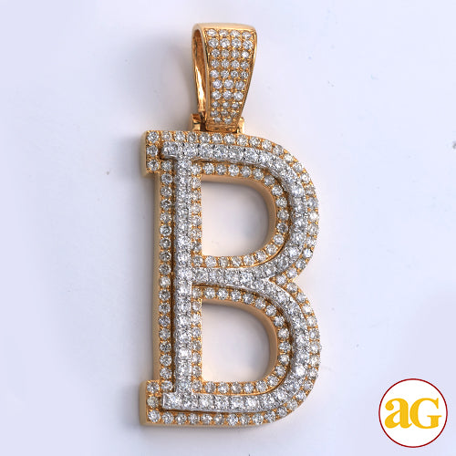 10KY+W 3.85CTW DIAMOND TWO TONE INITIAL PENDANT