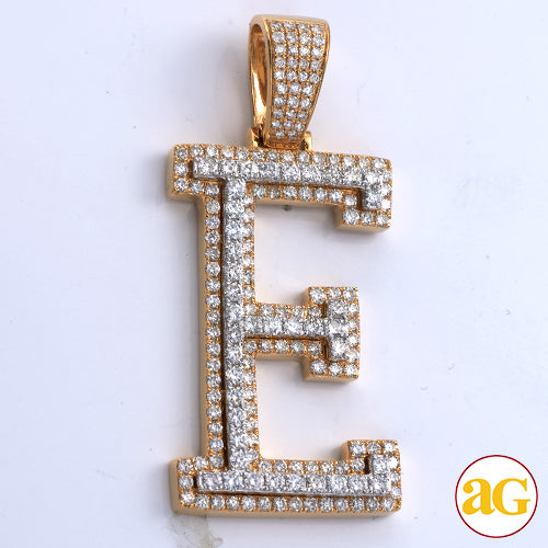 10KY+W 3.85CTW DIAMOND TWO TONE INITIAL PENDANT