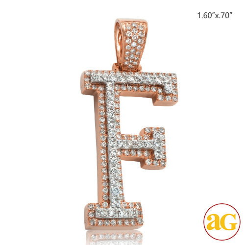 10KR+W 1.35CTW DIAMOND TWO TONE INITIAL PENDANT