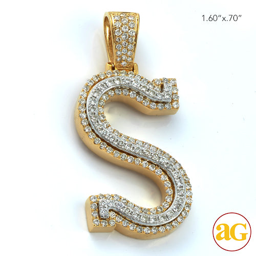 10KY+W 1.50CTW DIAMOND TWO TONE INITIAL PENDANT