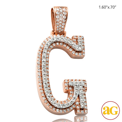 10KR+W 1.40CTW DIAMOND TWO TONE INITIAL PENDANT