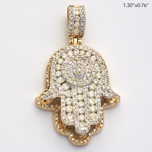 14KY 1.20CTW DIAMOND HAMZA PENDANT - ROUND CLUSTER