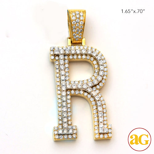 10KY+W 1.75CTW DIAMOND TWO TONE INITIAL PENDANT