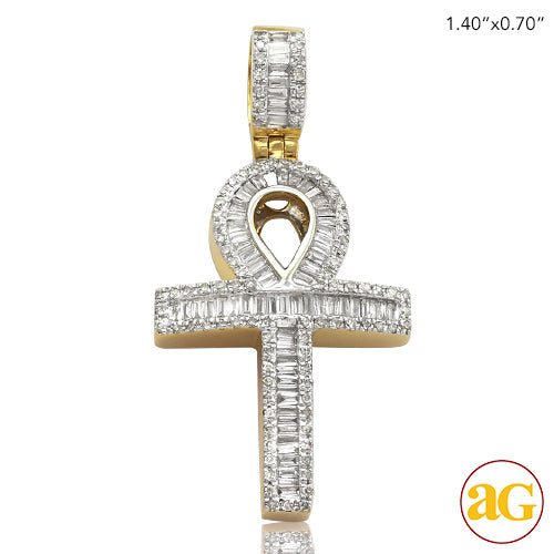 14KY 0.75 CTW BAGUETTE DIAMOND "ANKH" CROSS