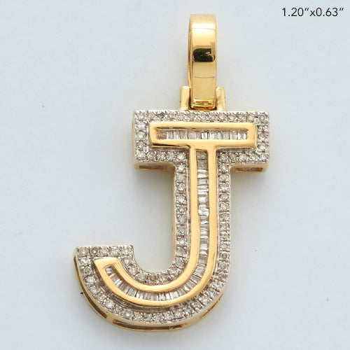 10KY 0.40CTW BAGUETTE DIAMOND INITIAL PENDANT