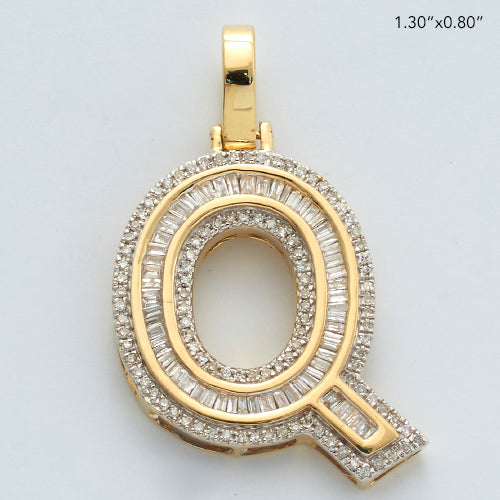 10KY 0.60CTW BAGUETTE DIAMOND INITIAL PENDANT