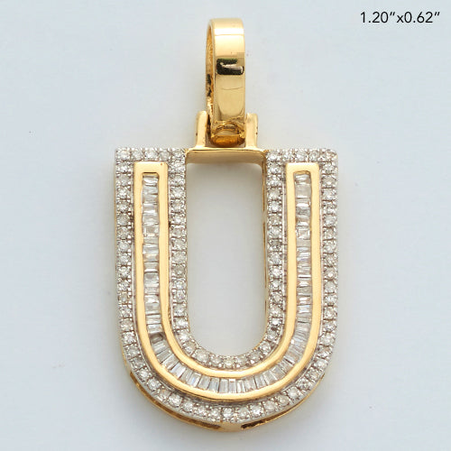 10KY 0.45CTW BAGUETTE DIAMOND INITIAL PENDANT