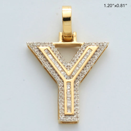 10KY 0.35CTW BAGUETTE DIAMOND INITIAL PENDANT