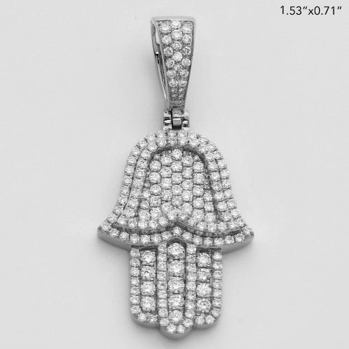 14KW 1.45CTW DIAMOND 3D HAMZA PENDANT