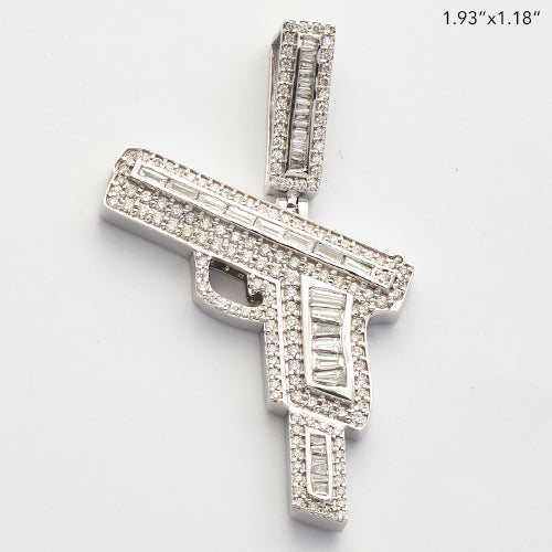 14KW 1.75CTW BAGUETTE DIAMOND GUN PENDANT