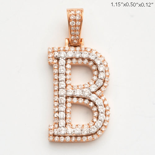 10KR 1.00CTW DIAMOND 3D TWO TONE LETTER PENDANT