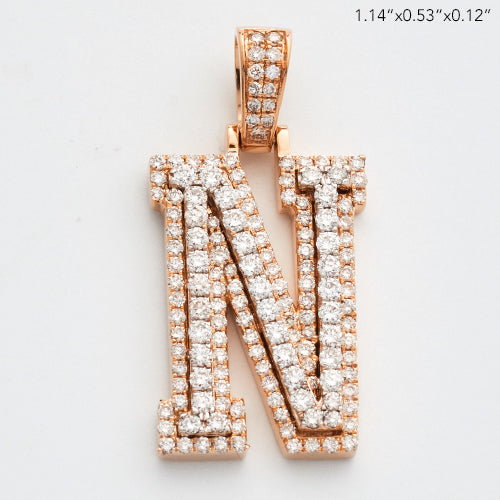 10KR 1.10CTW DIAMOND 3D TWO TONE LETTER PENDANT