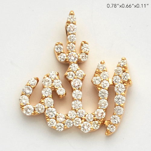 14KY 0.75CTW DIAMOND 'ALLAH' PENDANT