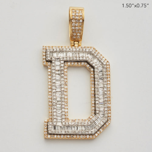 10KY 1.20CT BAGUETTE DIAMOND INITIAL PENDANT