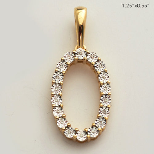 10KY 0.03CTW ILLUSION SET DIAMOND INITIAL PENDANT