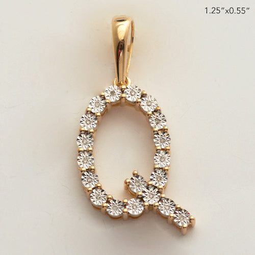 10KY 0.03CTW ILLUSION SET DIAMOND INITIAL PENDANT