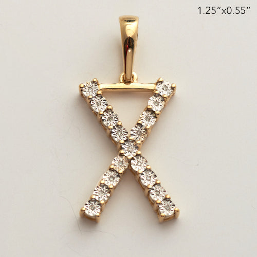 10KY 0.03CTW ILLUSION SET DIAMOND INITIAL PENDANT