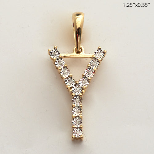 10KY 0.02CTW ILLUSION SET DIAMOND INITIAL PENDANT