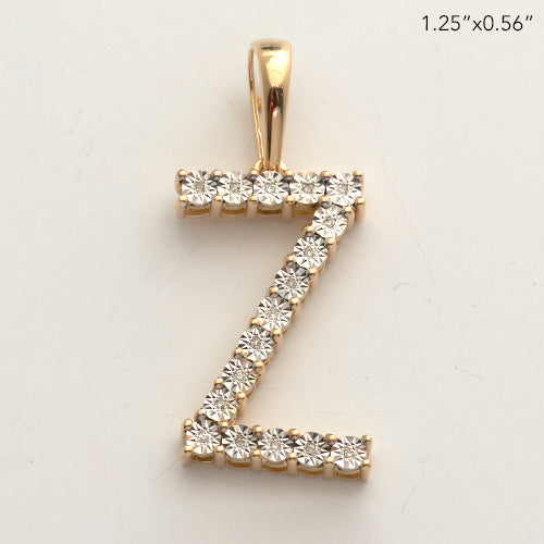 10KY 0.03CTW ILLUSION SET DIAMOND INITIAL PENDANT