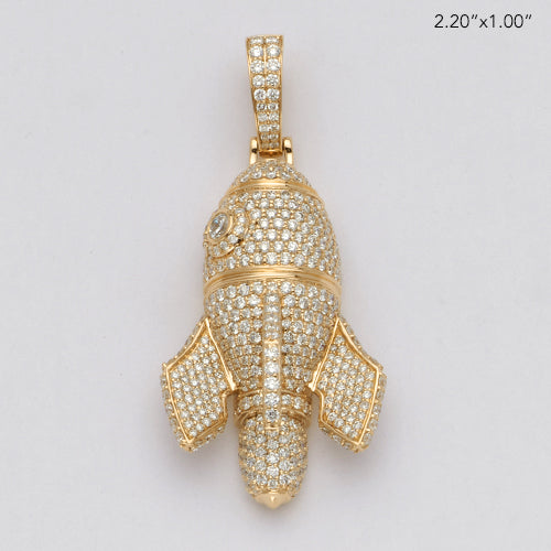 10KY 6.15CTW DIAMOND ROCKET SHIP PENDANT