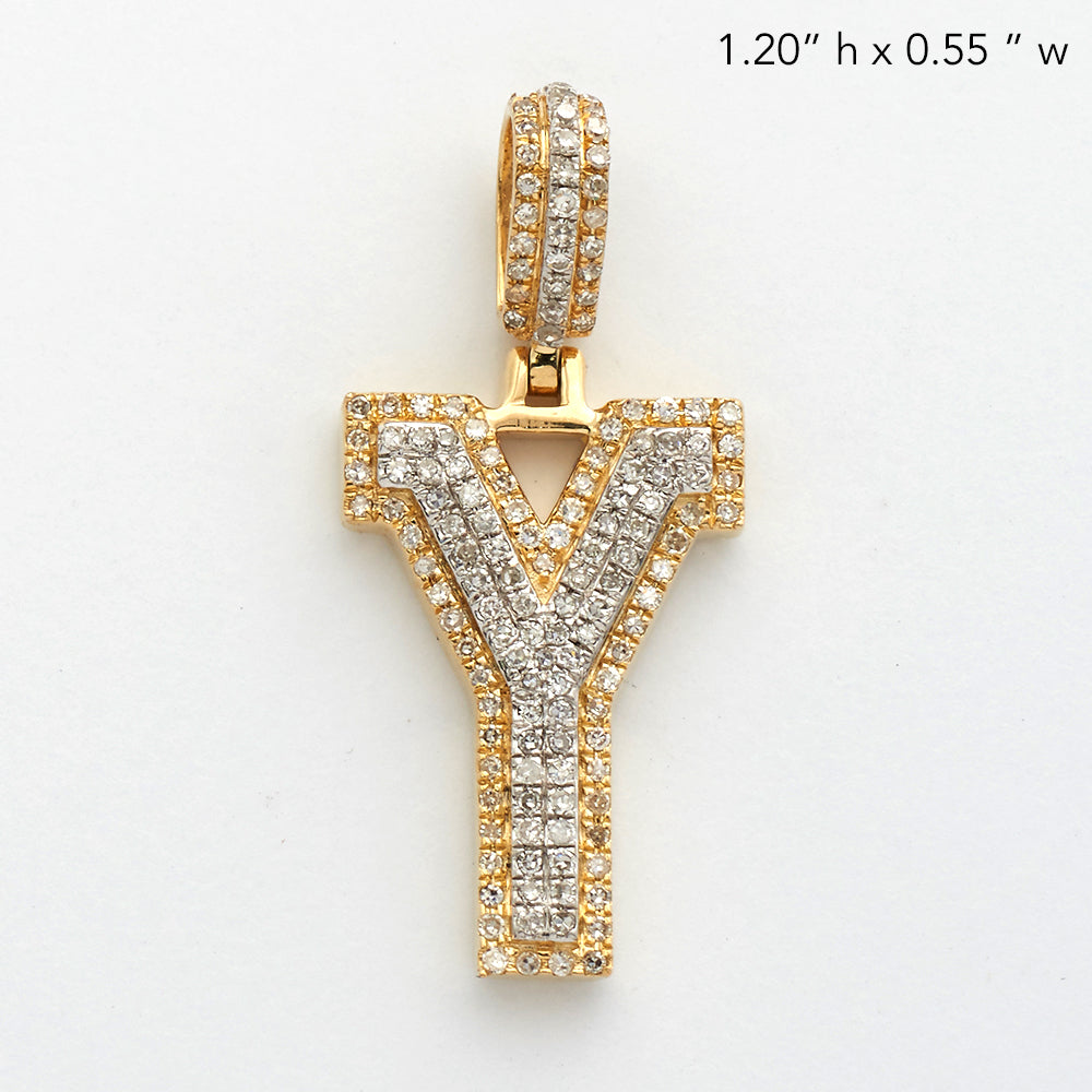 10KY+W 0.45CTW ROUND DIAMOND INITIAL PENDANT -