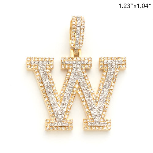 10KY+W 0.95CTW ROUND DIAMOND INITIAL PENDANT -