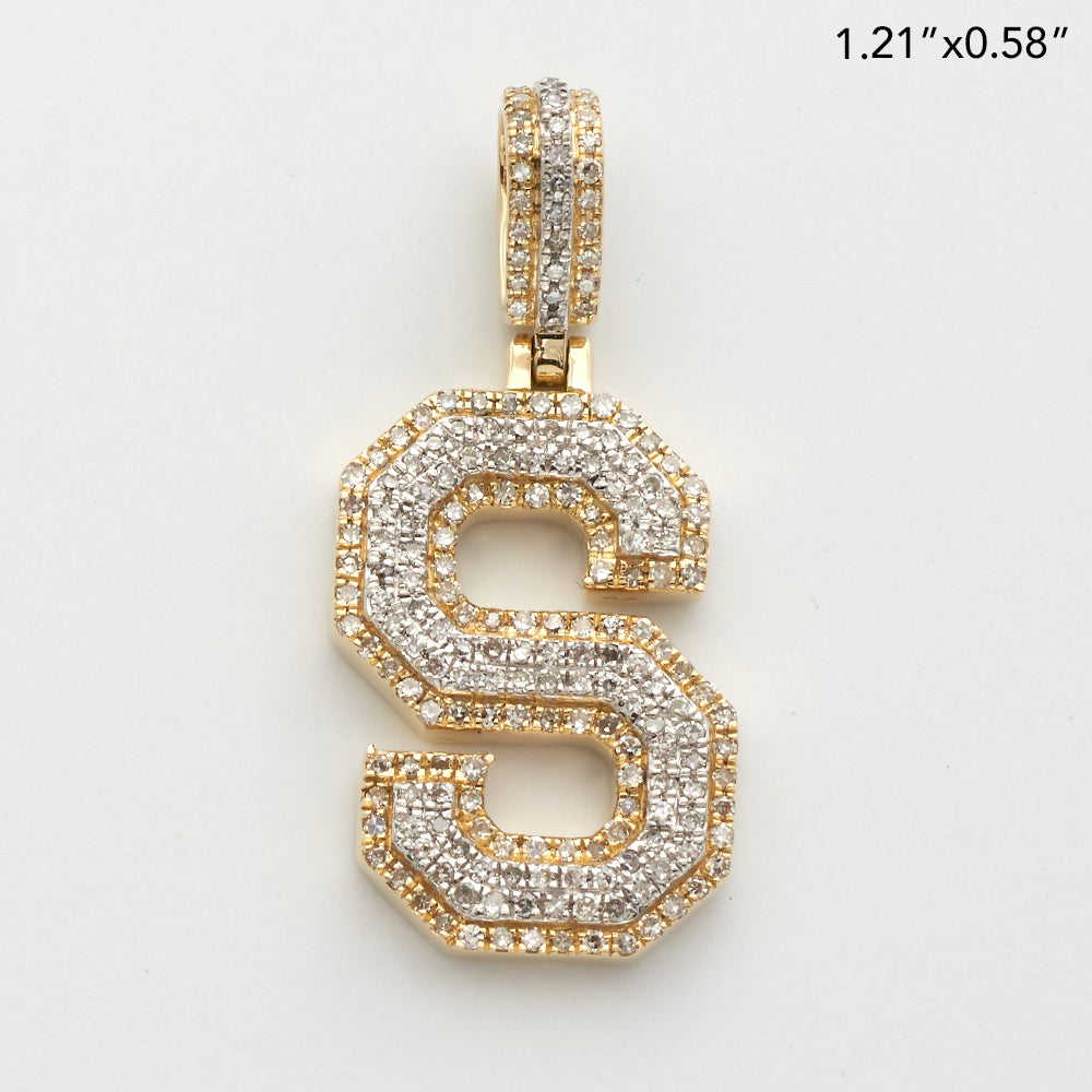 10KY+W 0.60CTW ROUND DIAMOND INITIAL PENDANT -