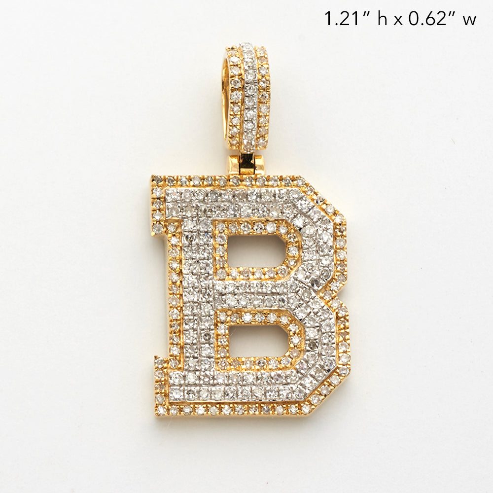 10KY+W 0.80CTW ROUND DIAMOND INITIAL PENDANT -