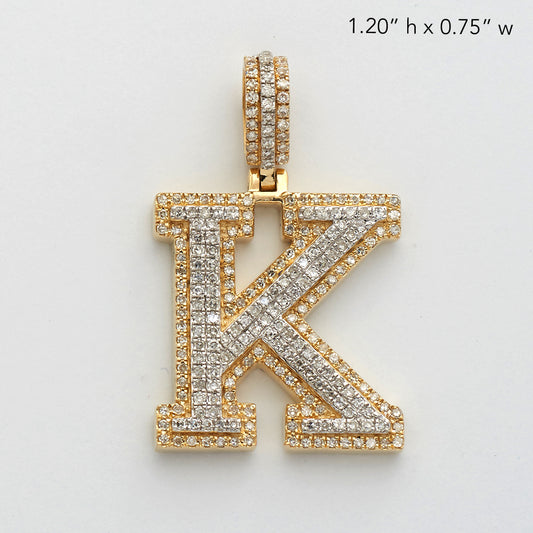 10KY+W 0.70CTW ROUND DIAMOND INITIAL PENDANT -