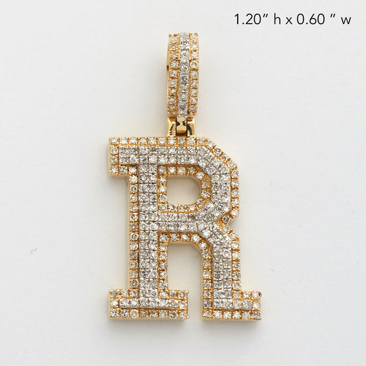 10KY+W 0.65CTW ROUND DIAMOND INITIAL PENDANT -